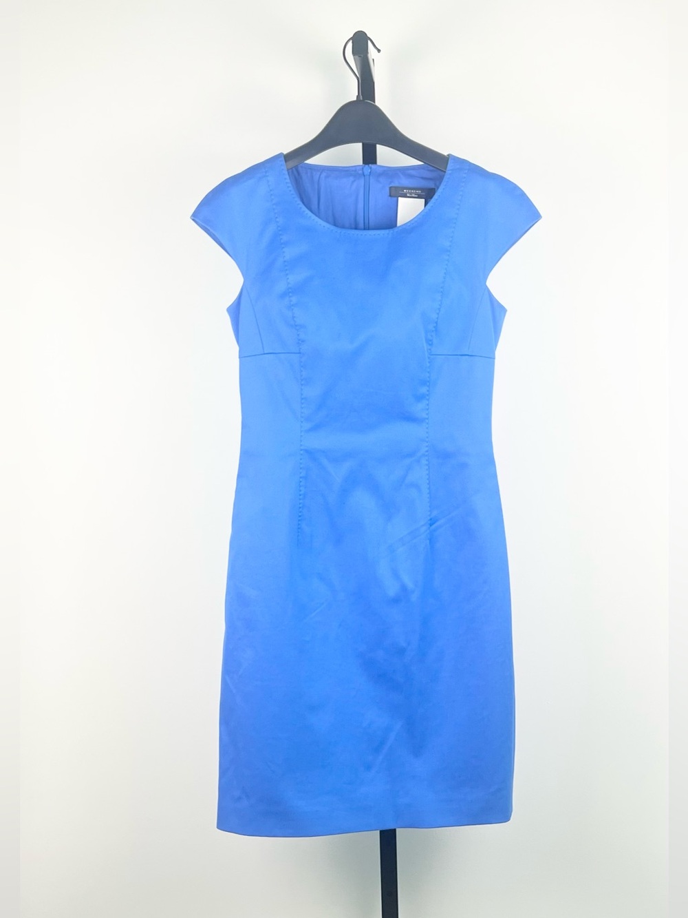 Weekend Max Mara Women Cap Sleeve Knee Length Sheath Pencil Dress, Cobalt Blue